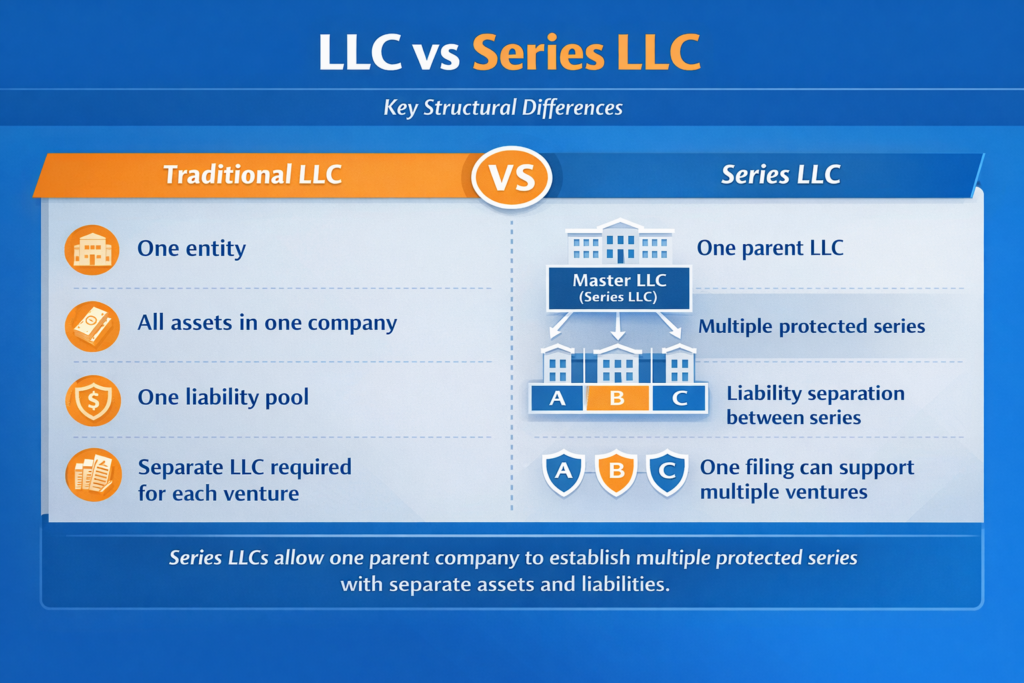 Comparison of traditional LLC vs Series LLC structure